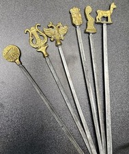 Vtg Kebab Skewers 6pcs Brass