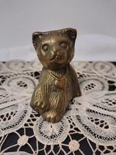 Vintage solid brass teddy bear - solid,