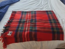 All Wool Tartan Blanket/ Throw 186 cm x 145cm Red Check
