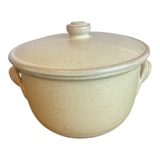 Vintage Bauer Monterey Modern Yellow Speckled Casserole Pot Covered 22 x 18 cm