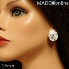 Large Round Diamante Stud Earrings Round Sparkle Bling