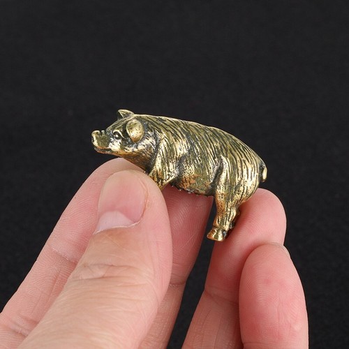 Solid brass pig figurine - pig, small