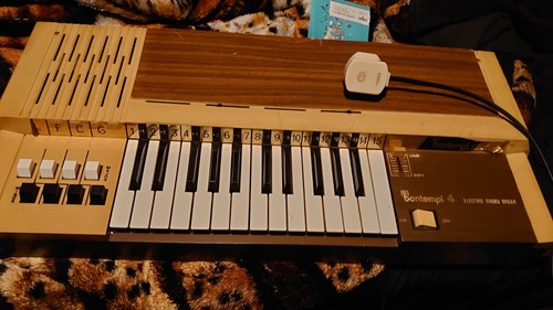 Electric organ with music book - with,