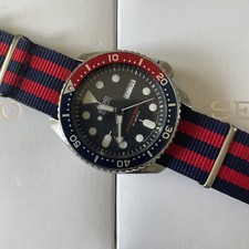 SEIKO DIVERS SKX009 7S26 0020 REPLACEMENT BLUE RED NATO  STRAP UK SELLER 22MM
