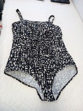 ❤️ BHS Black Patterned Swimsuit Size 22 Vgc
