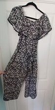 NEW Ladies Peacocks Black & White  Jumpsuit Size 10 With Belt.