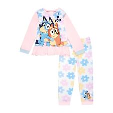 Bluey Girls Pyjamas Bluey And Bingo PJs for Girls | Girls Frilly Cotton Pyjamas