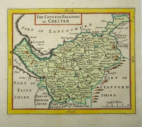 Antique map cheshire - antique, of