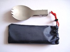 TITANIUM LIGHTWEIGHT FOLDING SPORK. CAMPING, CUTLERY, SPOON, FORK.