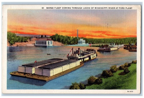 Minnesota postcard barge - barge, fleet