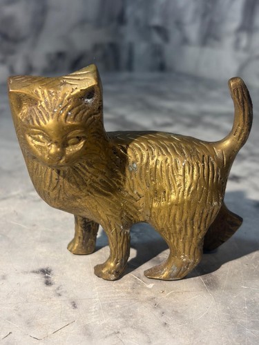 Vintage brass cat - brass,
