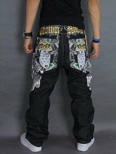 Jeans embroidery loose black - loose,