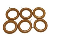 35mm Wooden curtain hanging ring hooks with eyes in Oak, Black, Mahogany, Wood
