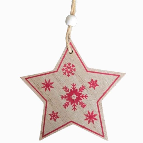 Snowflake star hanging wooden - snowflake,