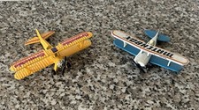 2 Vintage Matchbox Die Cast Bi-Planes Sky Busters Pitts Special & Crunchie Model