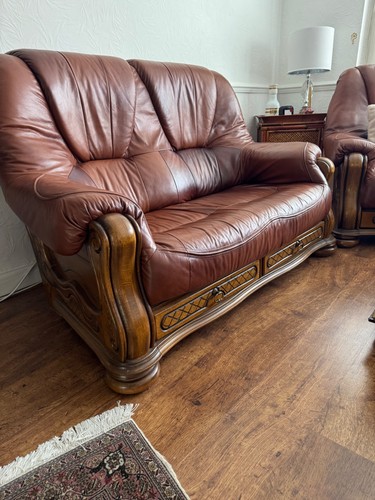 Four pieces leather - sofa, from