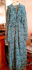 Zara Green Floral Button Down  Lined Maxi Dress Size M