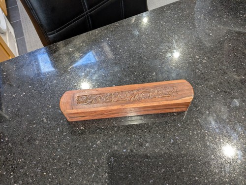 Desk top items - top, carved