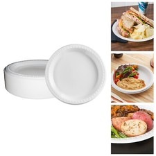 White Plastic Plates Reusable Dishes for Catering Wedding Buffet 10 inch