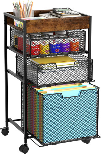 Tier rolling file cart with - file,