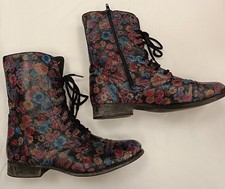 Steve Madden Troopa Floral Leather Boots Lace & Zips UK Size 7
