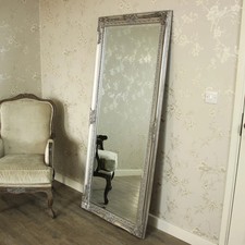 Large Ornate Silver Wall Floor Mirror vintage shabby chic bedroom dressing room