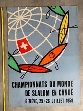 World Canoe Kayak Slalom Championships Geneva Swiss Vintage Poster 1959