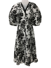 ERDEM Ladies UK8 White/Black Puff Sleeved Occasion Dress Pre-Loved Classic Style