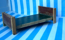 DOLLS HOUSE, BED, 16TH, LUNDBY BARTON, GREEN, SINGLE, VINTAGE, RARE, FURNITURE