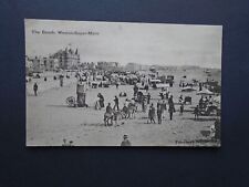 SOMERSET:  DONKEYS & PEOPLE ON THE BEACH, WESTON-SUPER-MARE -PRINTED-POSTED 1904
