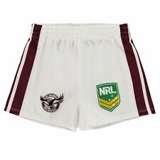 BOYS ISC MANLY WARRINGAH SEA EAGLES NRL RUGBY SHORTS - WHITE - AGE 13-14 - BNWT