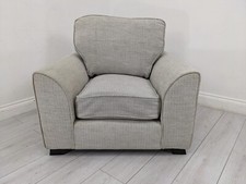 ARMCHAIR Grey Fleck Patterned Removable Cushions Wooden Feet FREE DELIVERY