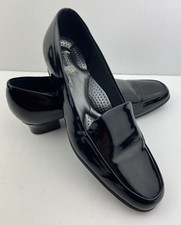 Piccadilly Women's Black Patent Leather Style Low Block Heel Shoes, UK 4. VGC.