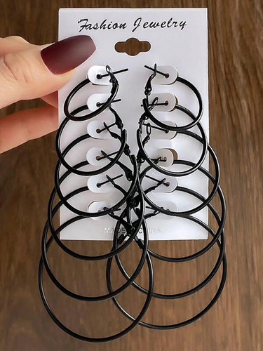 Pairs black metal earrings - pairs,