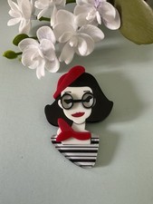 French Girl Acrylic Brooch