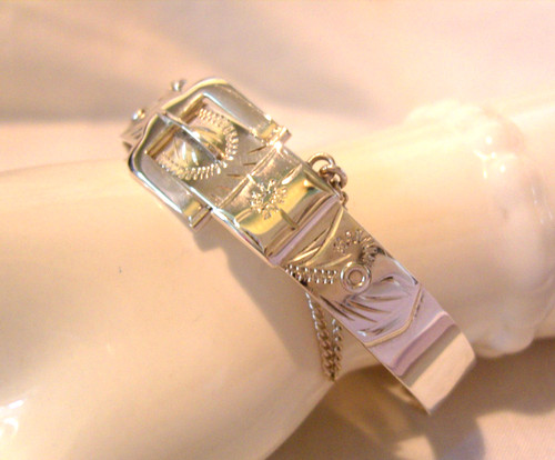 Sterling silver buckle bangle - sterling,