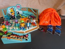 Playmobil City Life Bike and Skate Shop 9402 playset (and a Playmobil tent)