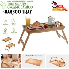 Bamboo Wooden Bed Tray With Folding Legs for Breakfast Food Serving Table Holder