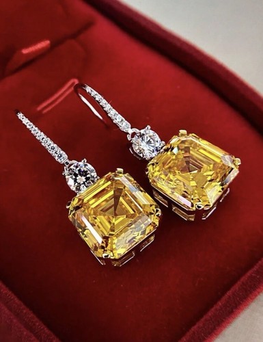 New yellow crystal earrings - crystal,