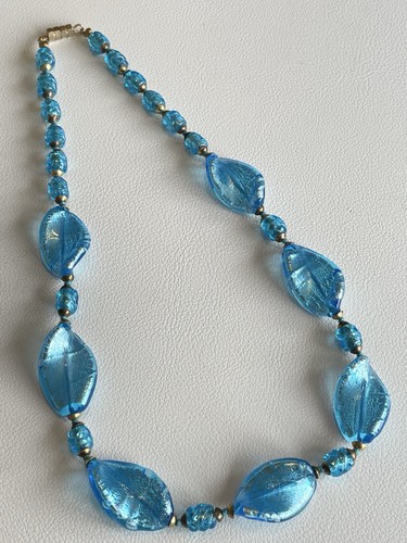 Vintage blue art glass bead - vintage,