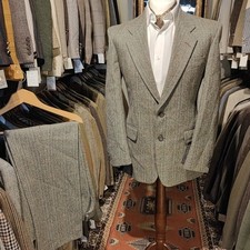 Vintage Mens 38R X 35 2 Piece Suit Jacket Trousers Wool Check Harris Sty  1950s 