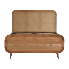 Solid Wood Rattan Bed, Beige