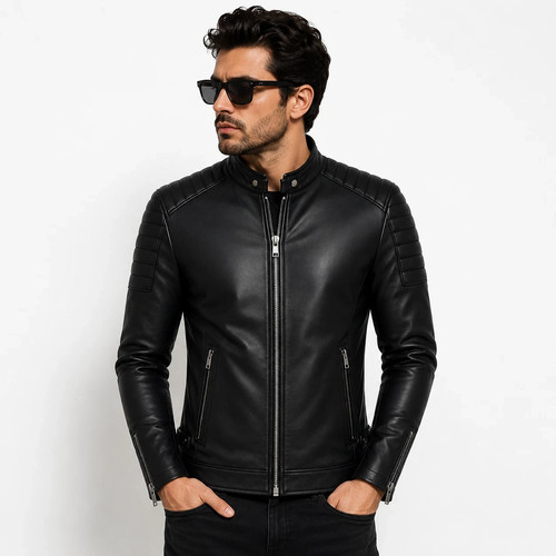 Men black genuine - black, leather