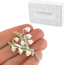 White Lily of the Valley Brooch | 5.5cm Long | Mini Gift | Cracker Filler