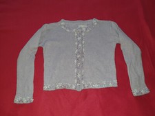 Strawberry Faire girls pale lilac cardigan - beaded - 4T 3-4 years - GOOD