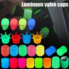 4pcs Fluorescent Car Tire Valve Caps Universal Luminous Tire Valve Stem Caps Set