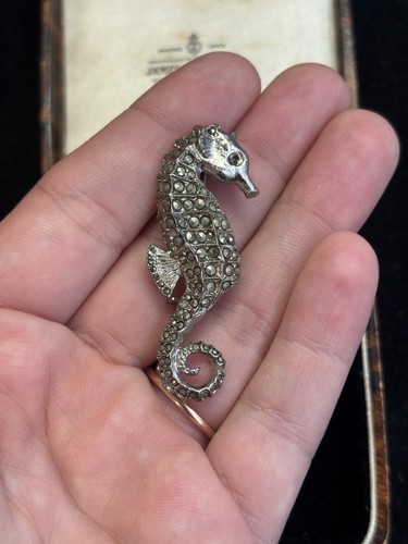 Vintage marcasite seahorse - vintage,