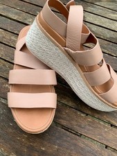 FITFLOP ELOISE FLATFORM HESSIAN WEDGE PLATFORM SANDALS 40 6.5 NUDE PINK BEIGE