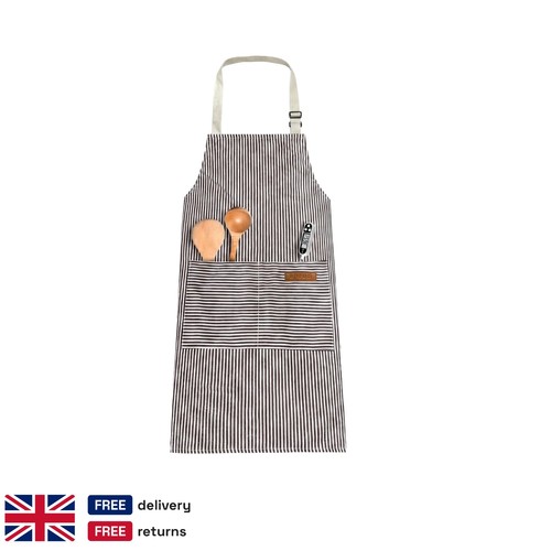 Grey striped bib apron - bib,