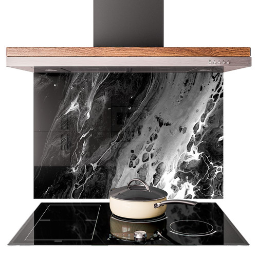 Glass splashback kitchen - kitchen, tile
